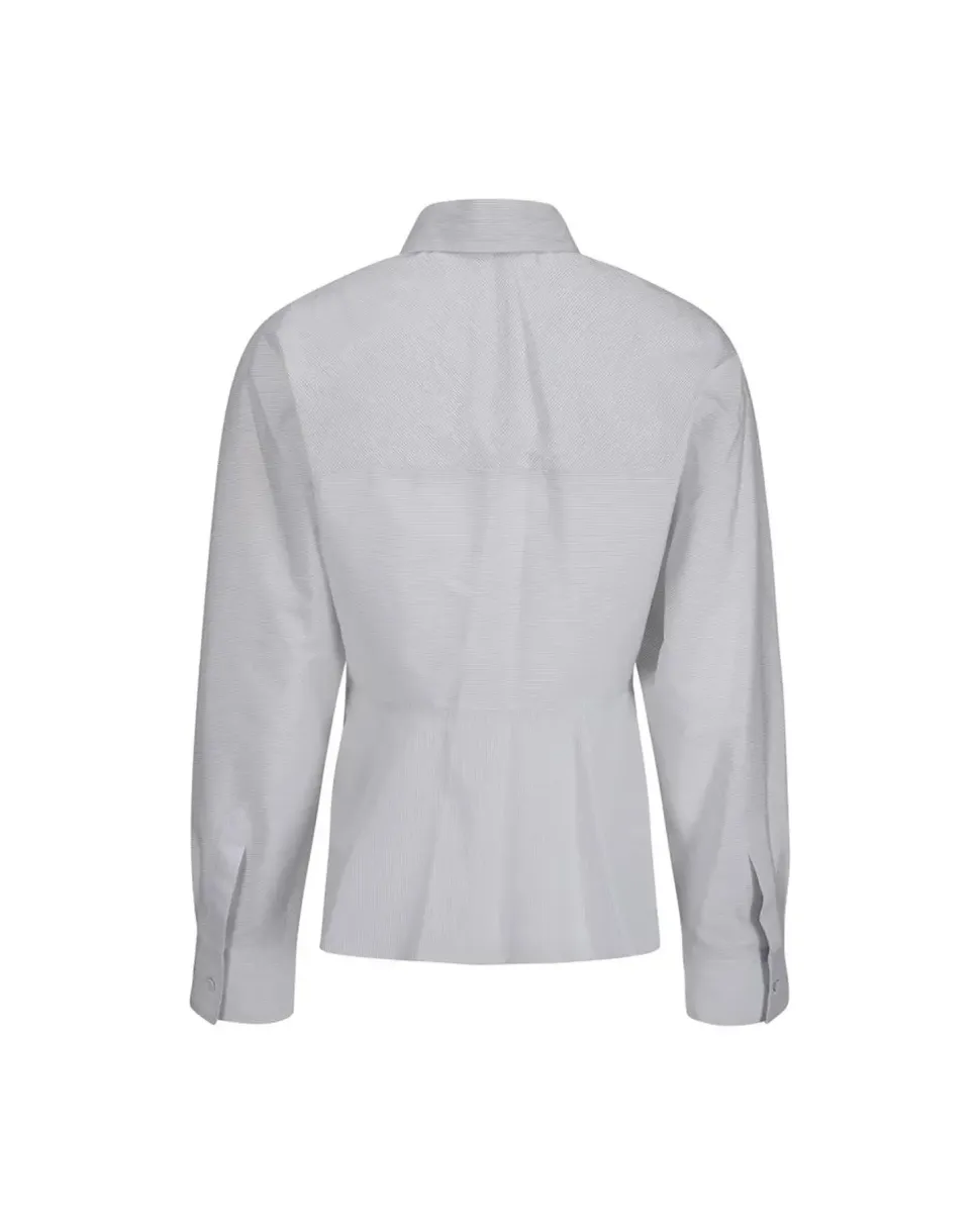 Classic Cotton Shirt with Concealed Button Closure and Striped Pattern