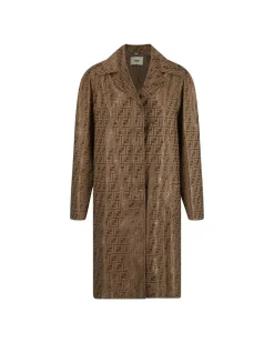 Classic Lapel Cotton Coat with Iconic Jacquard Weave