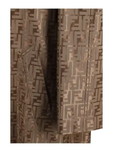Classic Lapel Cotton Coat with Iconic Jacquard Weave