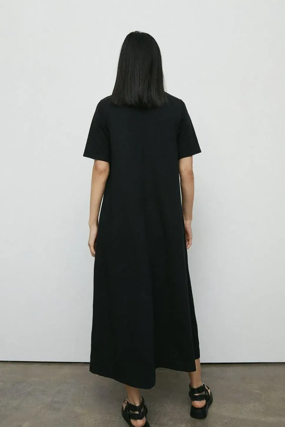Clean Cotton Trapeze Midi Dress