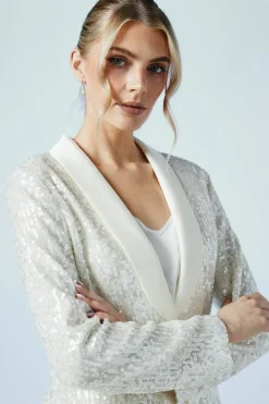 Clear Sequin Single Breasted Blazer