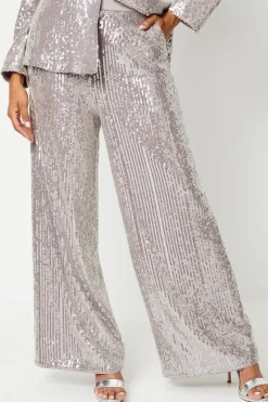 Clear Sequin Wide Leg Trouser