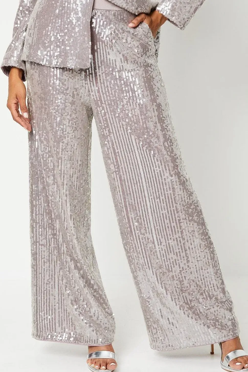 Clear Sequin Wide Leg Trouser