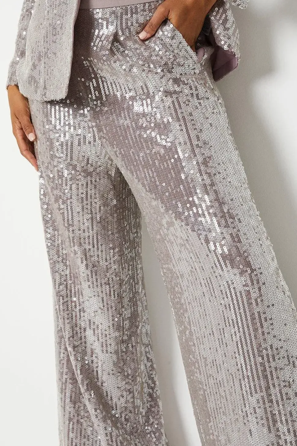 Clear Sequin Wide Leg Trouser