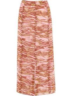 Clouded Tiger Button Skirt-Animal Print