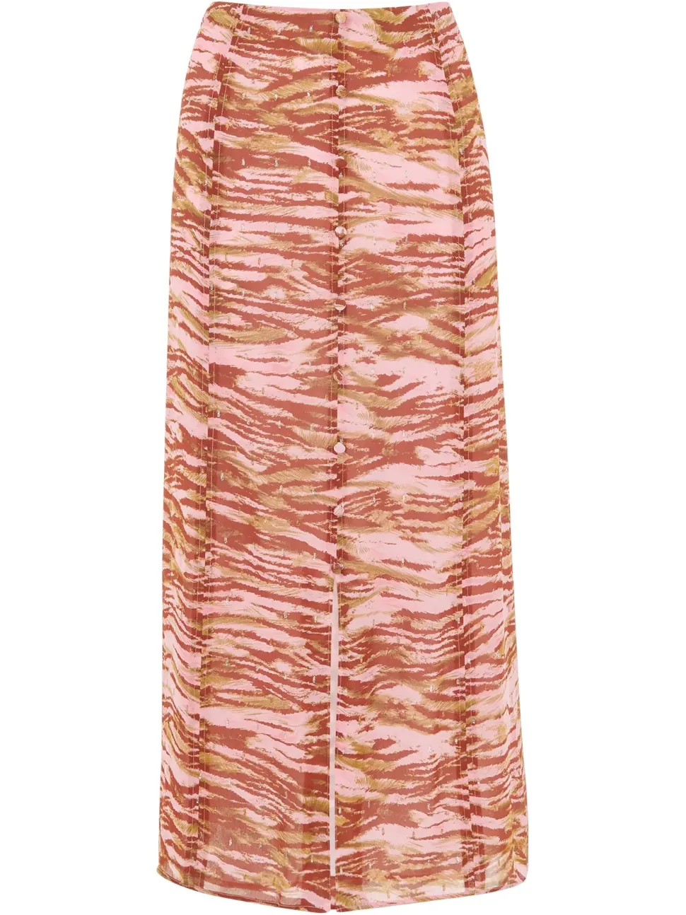 Clouded Tiger Button Skirt-Animal Print