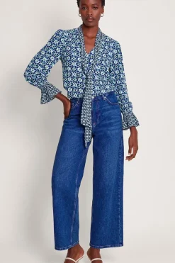 Clover Print Pussybow Blouse