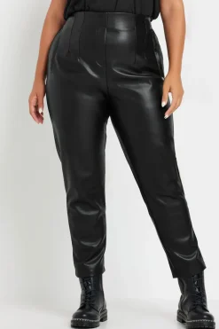 Coated Darted Waist Tapered Trousers