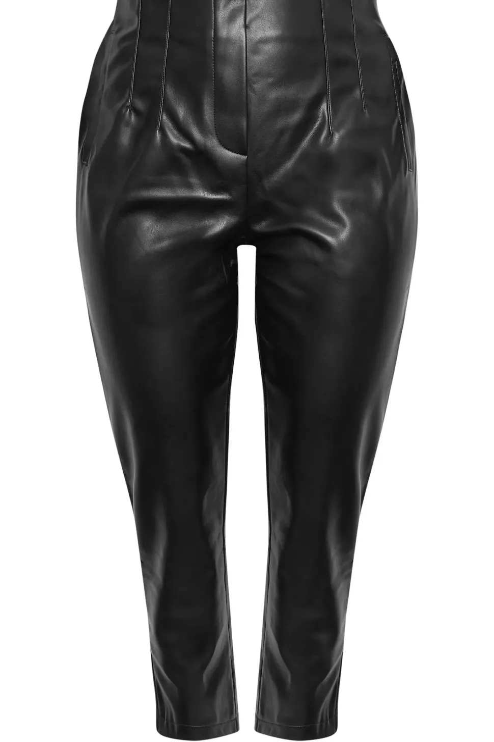 Coated Darted Waist Tapered Trousers