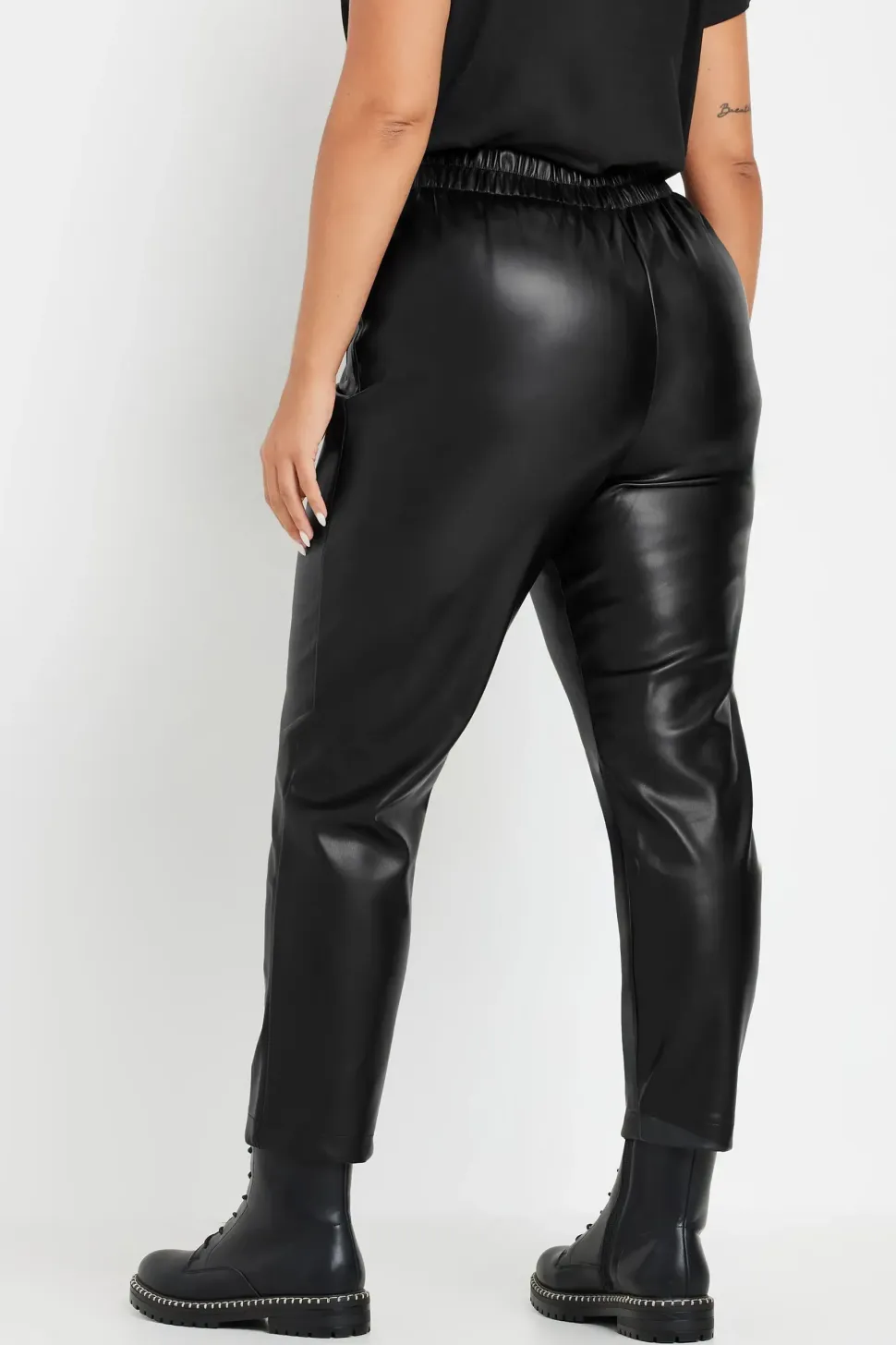 Coated Darted Waist Tapered Trousers