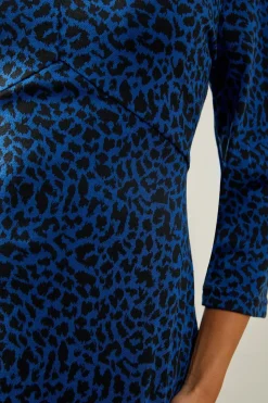 Cobalt Animal Jacquard Ponte Midi Dress