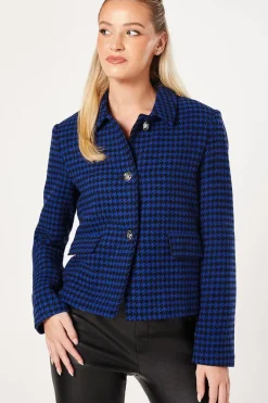 Cobalt Boucle Military Blazer
