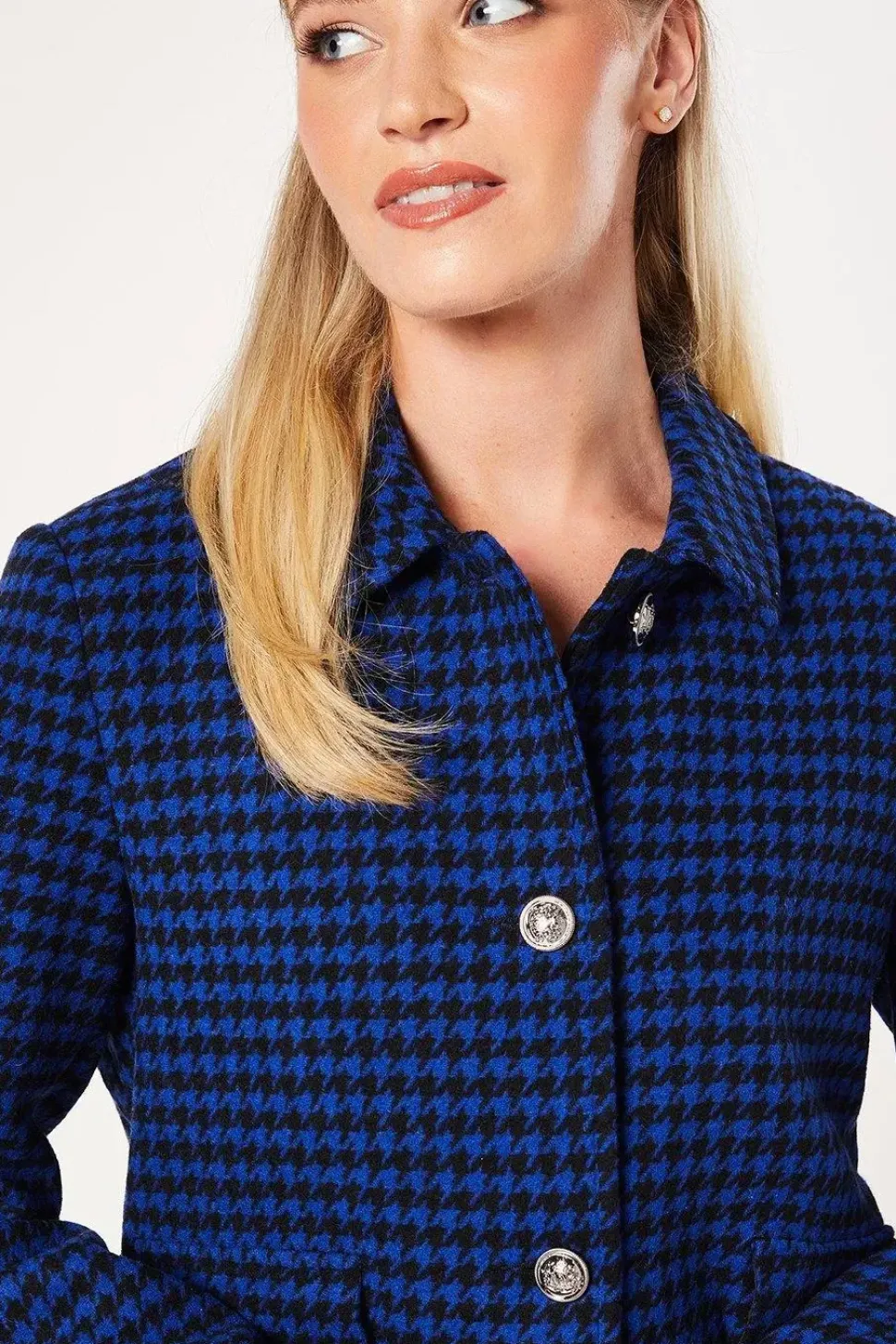 Cobalt Boucle Military Blazer
