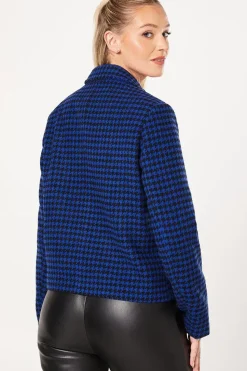 Cobalt Boucle Military Blazer