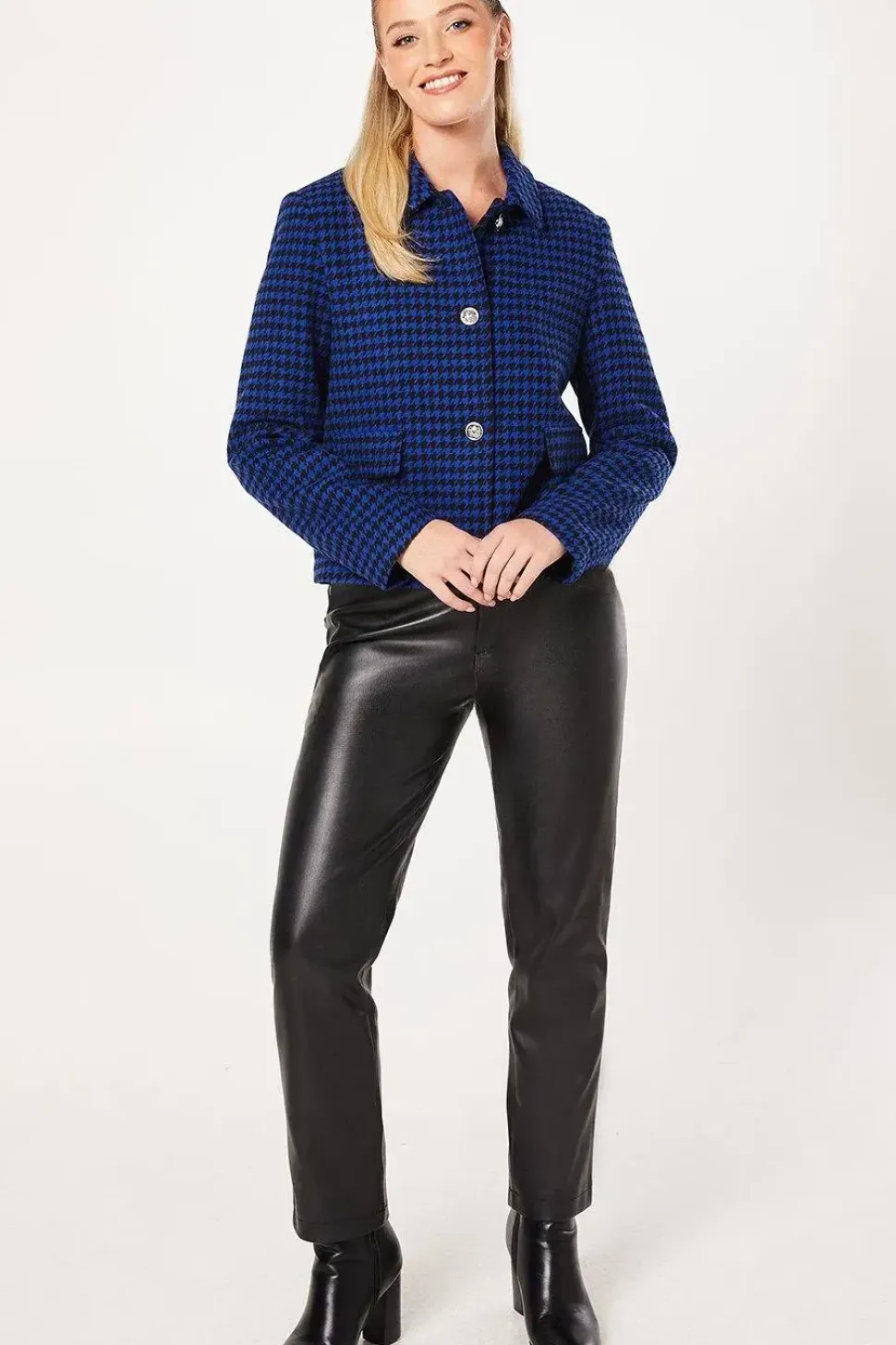 Cobalt Boucle Military Blazer
