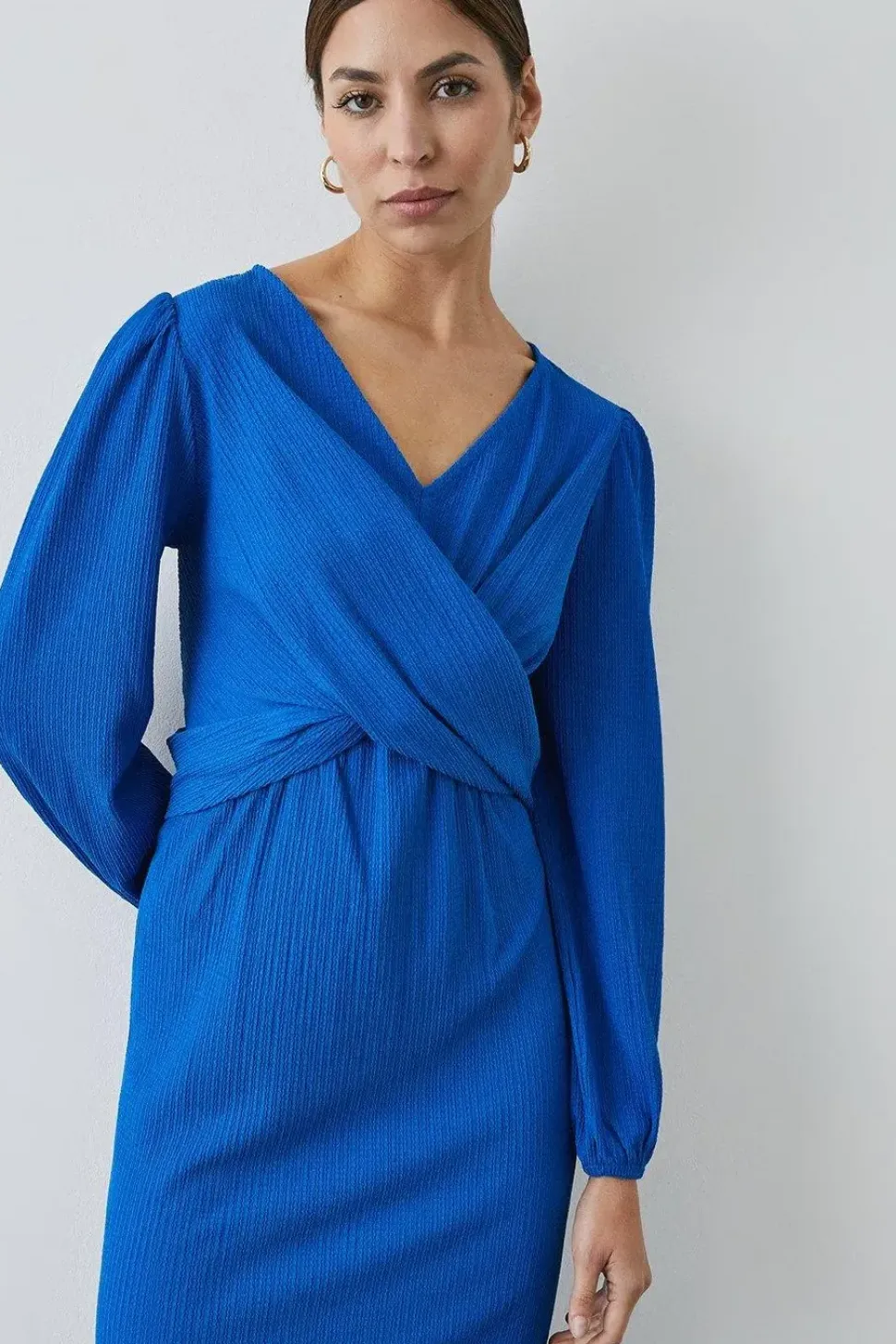Cobalt Twist Front Jersey Midi Dress