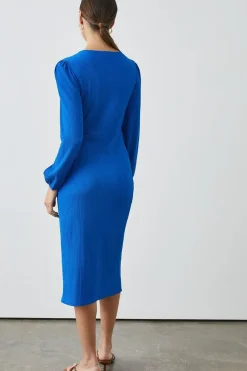 Cobalt Twist Front Jersey Midi Dress