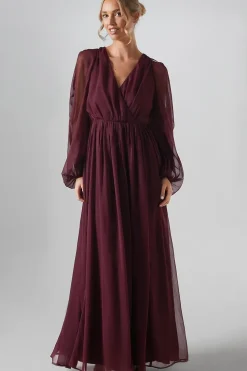 Cold Shoulder Chiffon Bridesmaid Maxi Dress