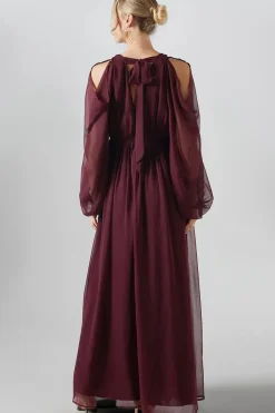Cold Shoulder Chiffon Bridesmaid Maxi Dress
