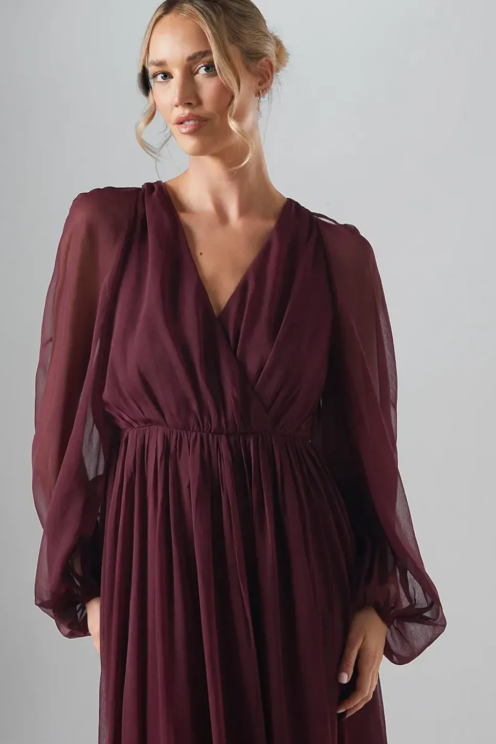 Cold Shoulder Chiffon Bridesmaid Maxi Dress