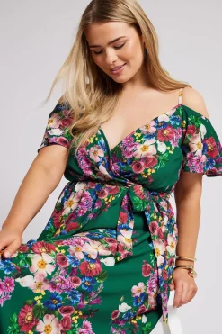 Cold Shoulder Wrap Dress
