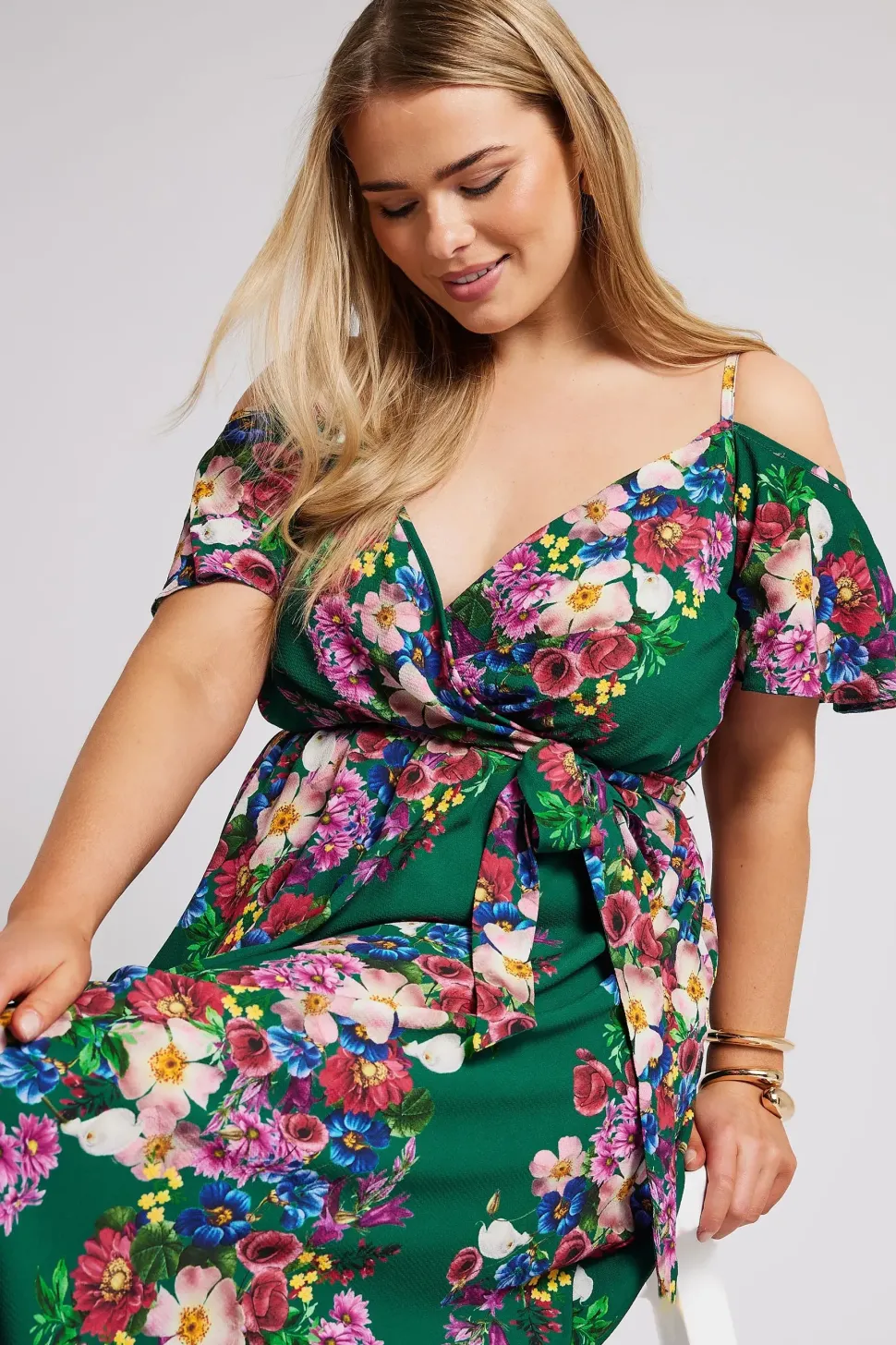 Cold Shoulder Wrap Dress