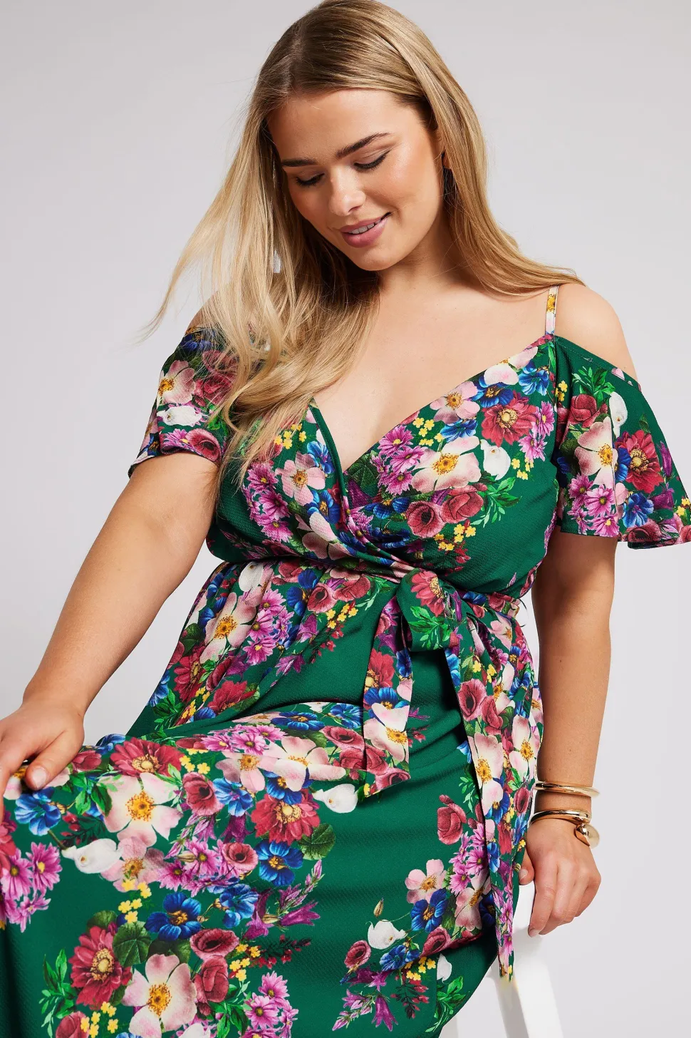 Cold Shoulder Wrap Dress