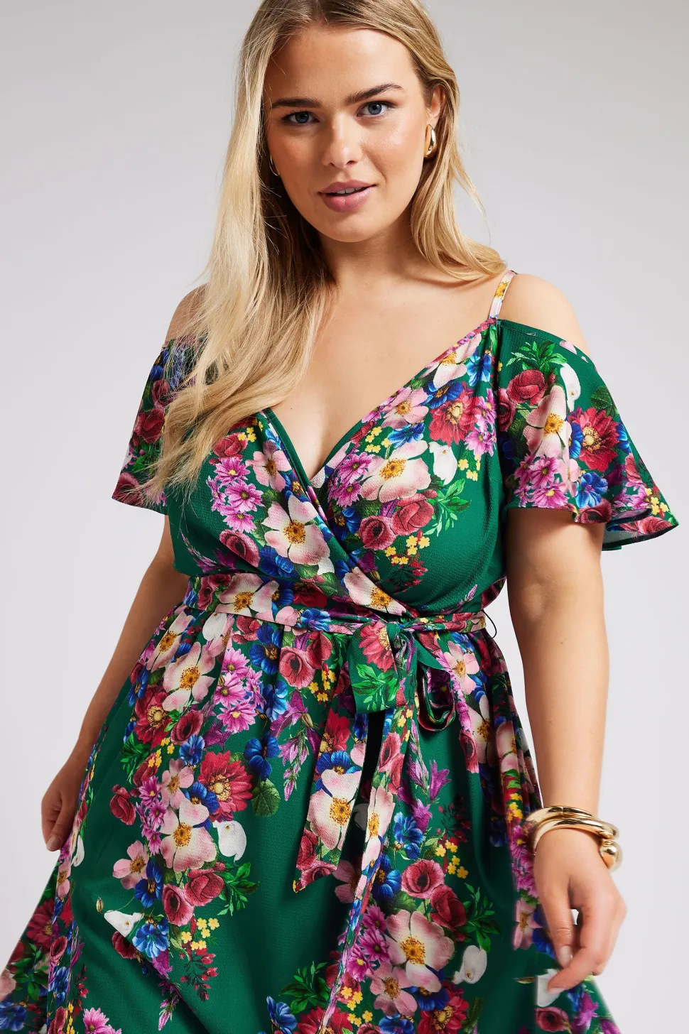 Cold Shoulder Wrap Dress