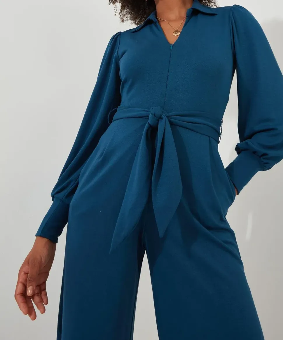 Collared Straight Leg Jumpsuit