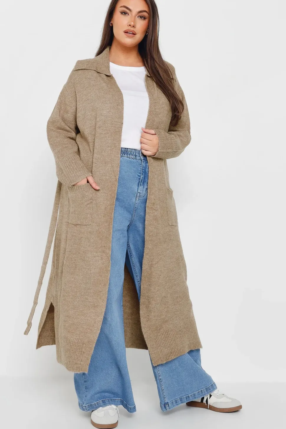 Collared Tie Waist Coatigan