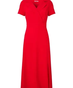 Collared Wrap Front Vintage Midi Dress
