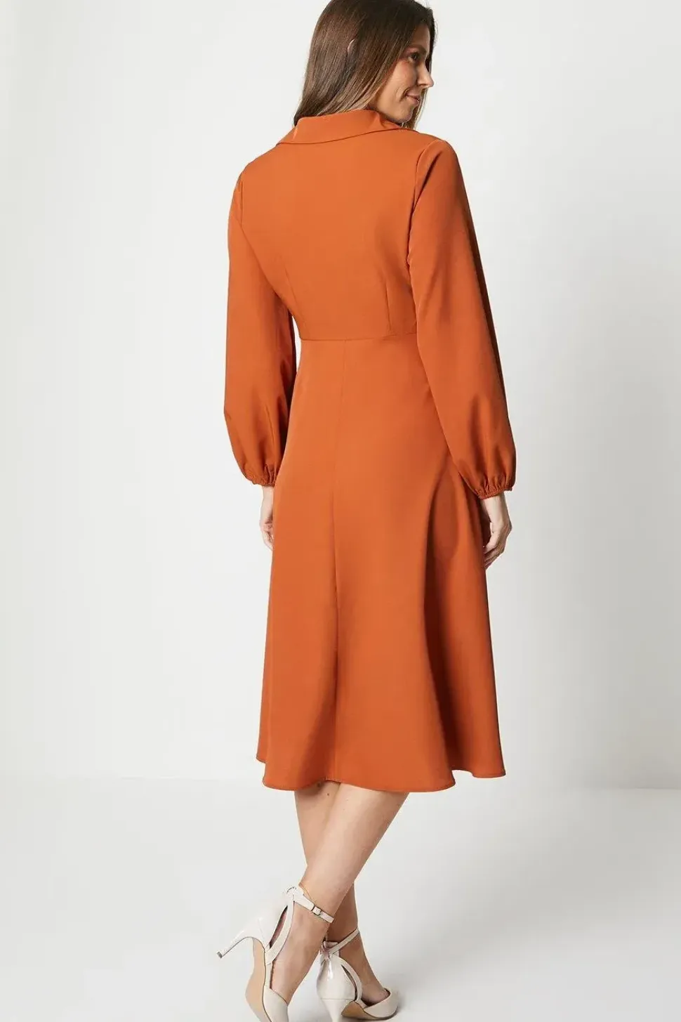 Collared Wrap Midi Dress