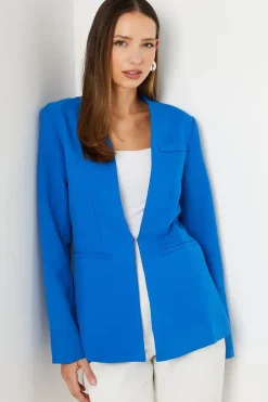 Collarless Blue Blazer