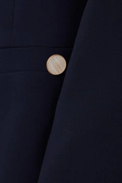 Collarless Button Detail Edge To Edge Jacket