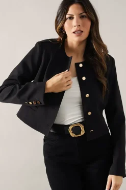 Collarless Military Jacket