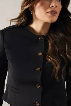 Collarless Military Jacket