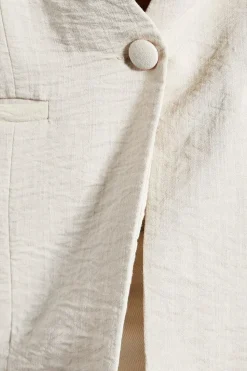 Collarless Relaxed Linen Look Blazer