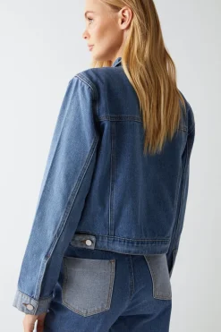 Colour Block Denim Trucker Jacket