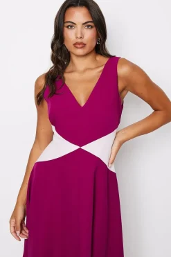 Colour Block Drape Skirt Midi Dress