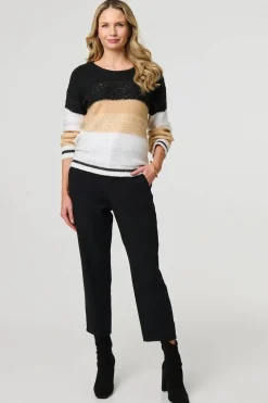Colour Block Drop Shoulder Knit Jumper