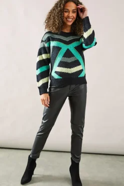 Colour Block Embellished Detail Jumper