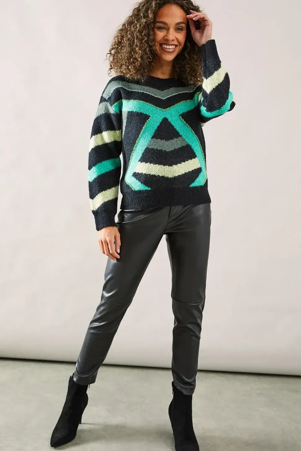Colour Block Embellished Detail Jumper