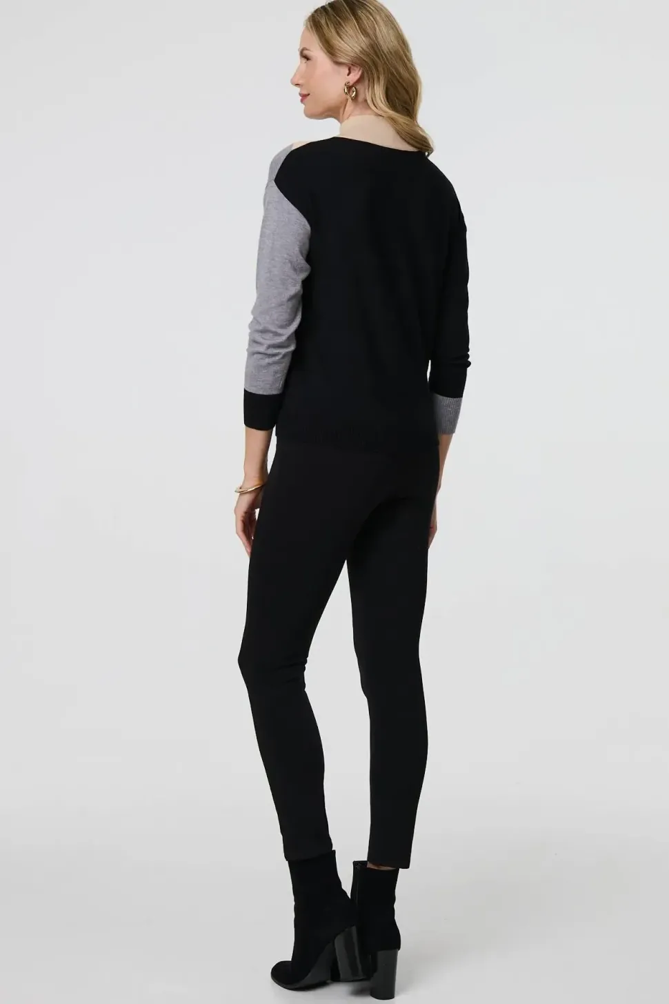 Colour Block High Neck Slim Jumper
