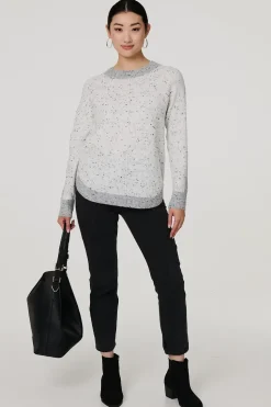 Colour Block Long Sleeve Curve Hem Jumper
