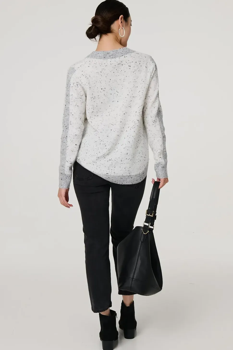 Colour Block Long Sleeve Curve Hem Jumper