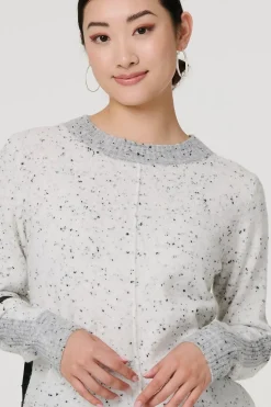 Colour Block Long Sleeve Curve Hem Jumper
