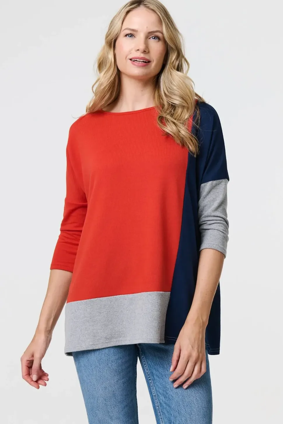 Colour Block Long Sleeve Relaxed Top