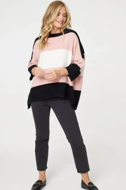 Colour Block Oversized Batwing Top