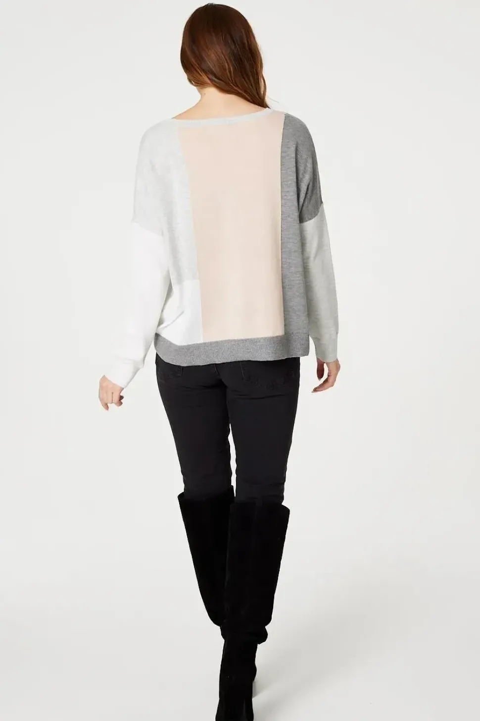 Colour Block Relaxed Knit Jumper