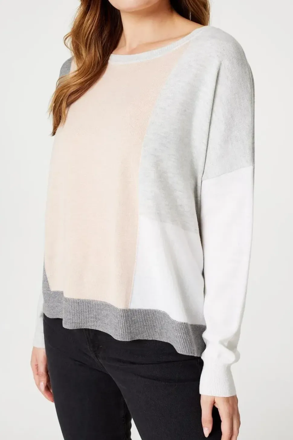 Colour Block Relaxed Knit Jumper